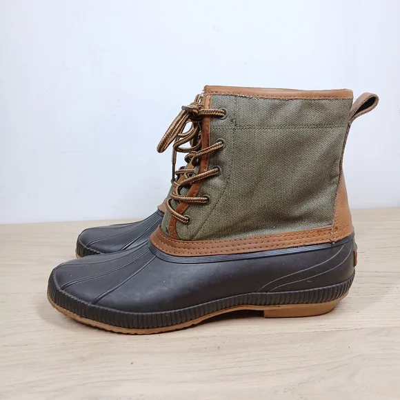 Tommy Hilfiger TMCollins Green Brown Duck Lace-Up Waterproof Winter Boots 1679