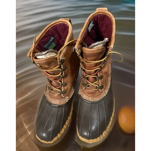L.L. Bean Maine Hunting Shoe Duck Boots Gore-Tex Thinsulate Brown Leather