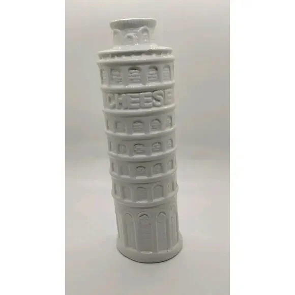 Leaning Tower of Pisa Ceramic Cheese Shaker White Parmesan Cheese Shaker - Chips