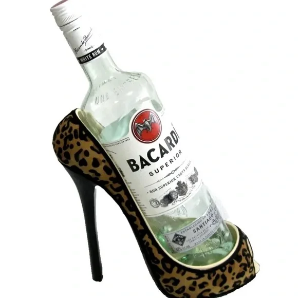 Wild Eye Designs Shoe 205 High Heel Wine Bottle Holder Caddy Leopard -
