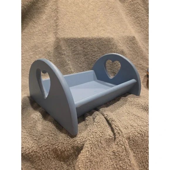 Vintage Shelf Or Doll Bed Heart Cutout Country Blue Cottagecore Grandmacore