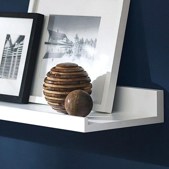 Pottery Barn Holman Handmade Floating Ledge Modern White Wood Shelf 11.5