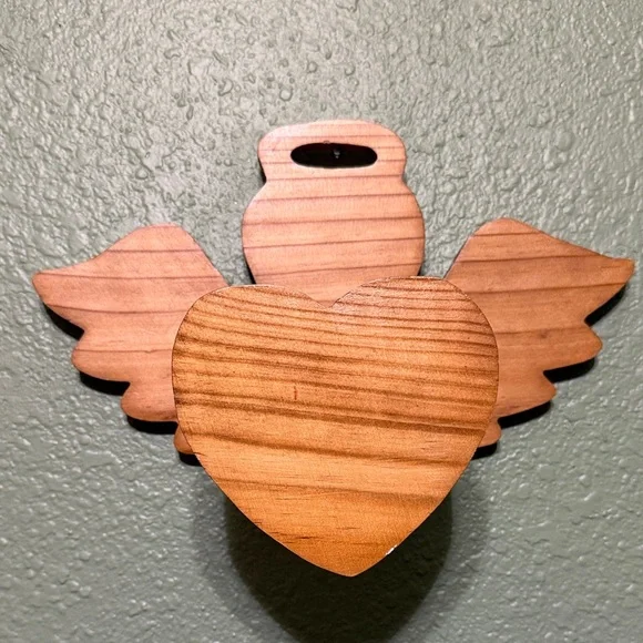 Wooden Heart Wings Wall Decor 90s Angel Fairy Rustic