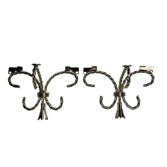 Vintage MCM Twisted Gold Rope Wall‎ Shelf Mount Hollywood Regency Set of 2