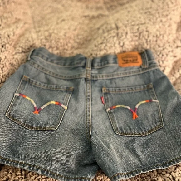 Levi's Denim Shorts with Colorful Stitching girls size 14