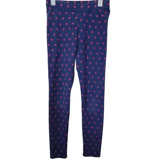 Janie and Jack Navy and Red Floral Girls Leggings Size 12