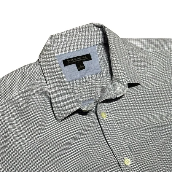 Banana Republic Tailored Slim Fit Button Shirt Mens Large Check