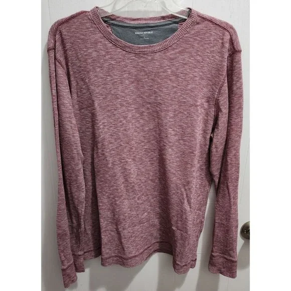 Banana Republic Red Long Sleeve Thermal Shirt Men's‎ Size Large Heather