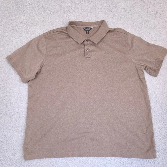 Banana Republic Polo Shirt Mens XXL Tall Brown Slim Fit Luxe Touch‎ Performance