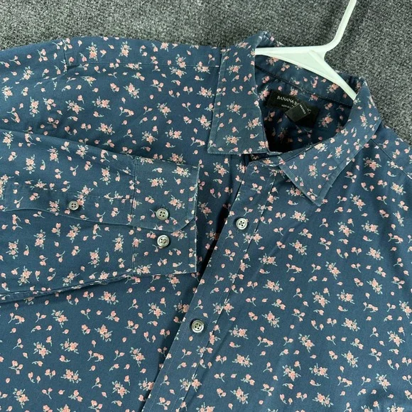 Banana Republic Button Down Mens XL Extra Large Floral Slim Fit Non-Iron