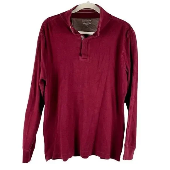Banana Republic Men’s Burgundy Long Sleeve Polo Shirt Large