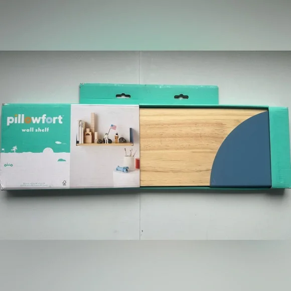 Wood Kids' Shelf with Metal Brackets Blue - Pillowfort™