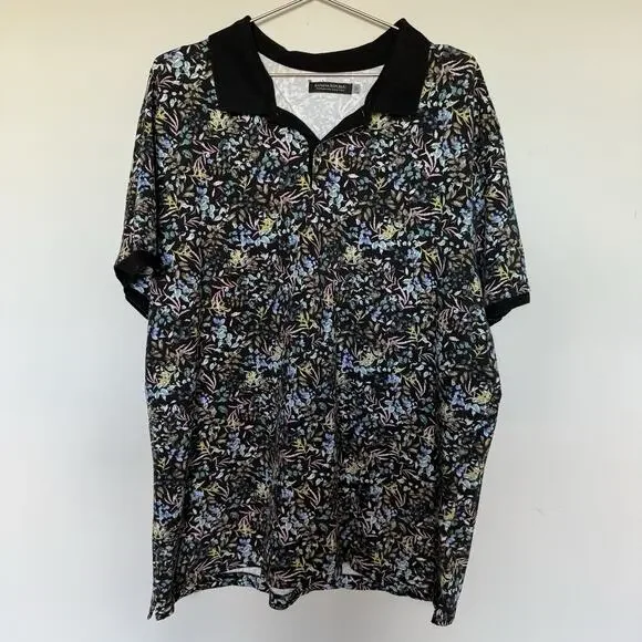 Banana Republic Men Polo Top XXL Performance Golfing Floral Camp Colorful Luxury