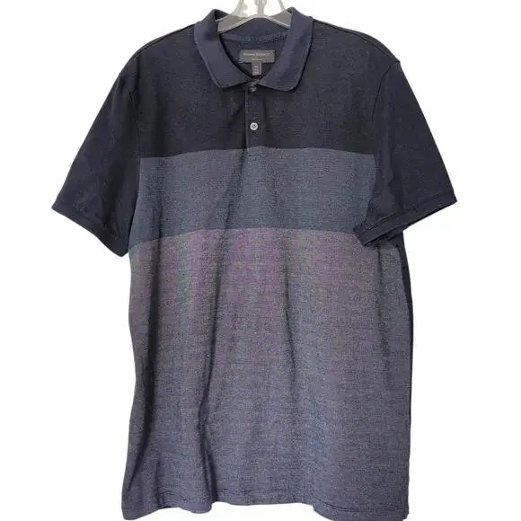 Banana Republic Polo‎ Shirt Mens Extra Large Navy Colorblock Birdseye Dressy