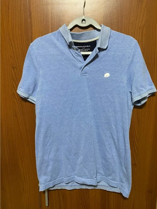 Banana Republic Blue Men's organic cotton pique polo shirt size Medium