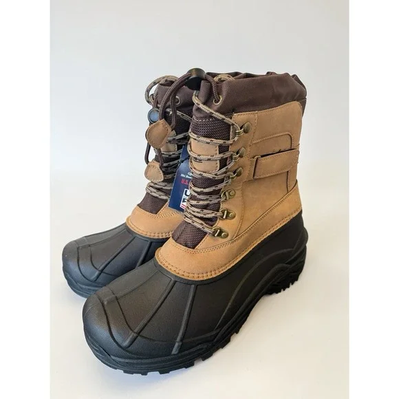 Khombu Men's Brown Galoshes Thinsulate 200g Waterproof Winter Boots Size 12‎