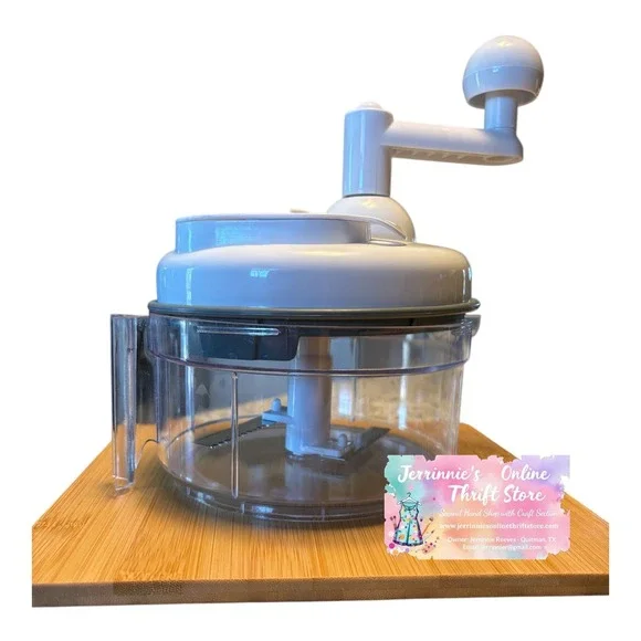 Manual‎ Food Processor Hand Crank Chopper White Clear with Egg Separator Lid