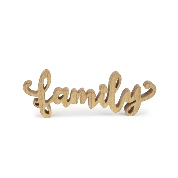Wooden Family Sign | Tabletop Home Accent | Farmhouse Shelf Decoration
