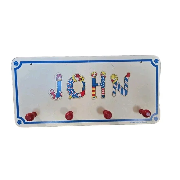 VTG 1960s Personalized Children's Peg coat Rack 