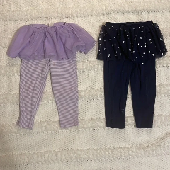 Carter’s tutu pants baby girl size 24M navy blue stars purple stripes bundle 2