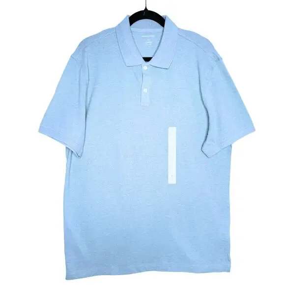 Banana Republic Factory Organic Cotton Polo Shirt Size Large Tall Blue Office