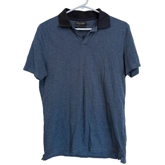 2/$30 Banana Republic - Luxury Touch Men’s Navy Polo Shirt w Black Collar Small