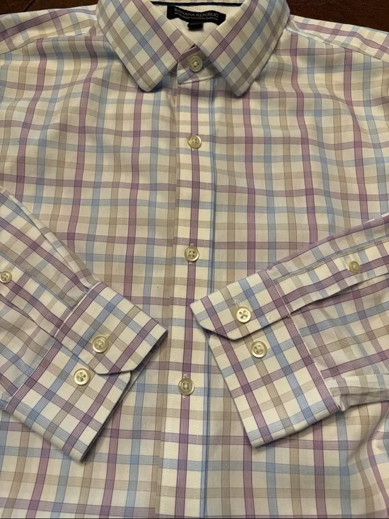Banana Republic's men’s Tailored Slim Non iron button up shirt multi color Sz M