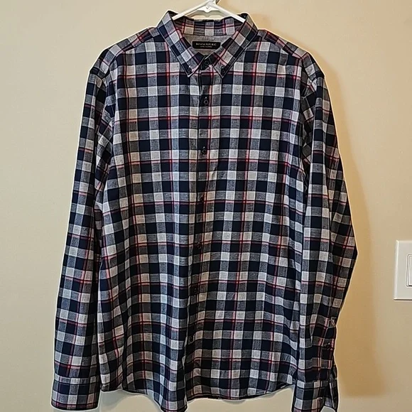 Banana Republic‎ Men's Plaid Flannel Button-Down Shirt Size L