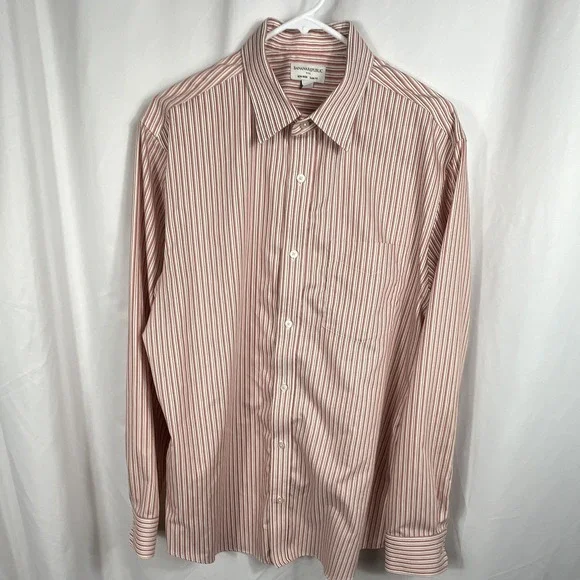 Banana Republic Men's Non-Iron Slim Fit Striped Dress Shirt Size XL 17-17.5