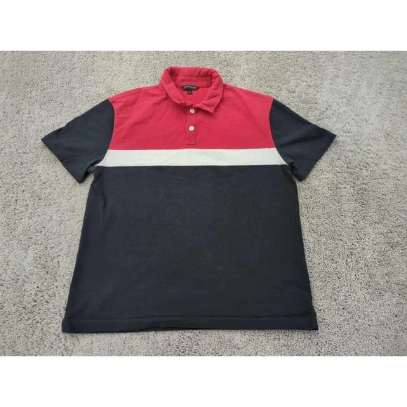 Banana Republic Polo Shirt Mens Large Black Color‎ Block Short Sleeve Casual