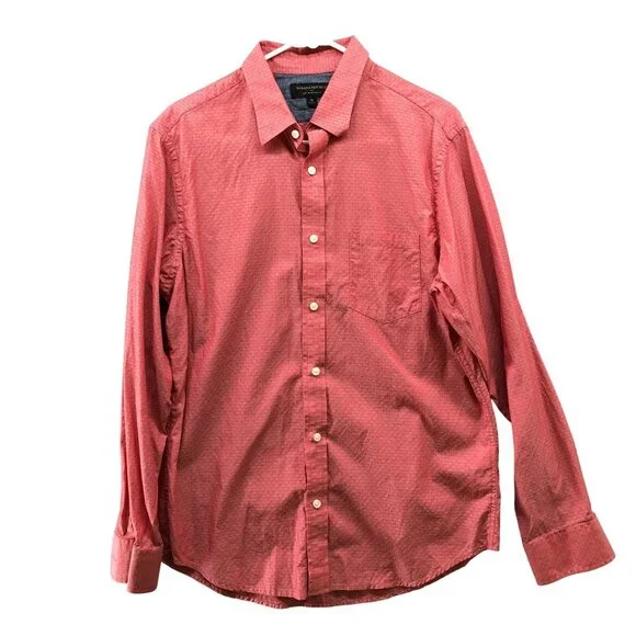 Banana Republic Soft Wash Slim Fit Shirt Mens M‎ Pink Printed Long Sleeve