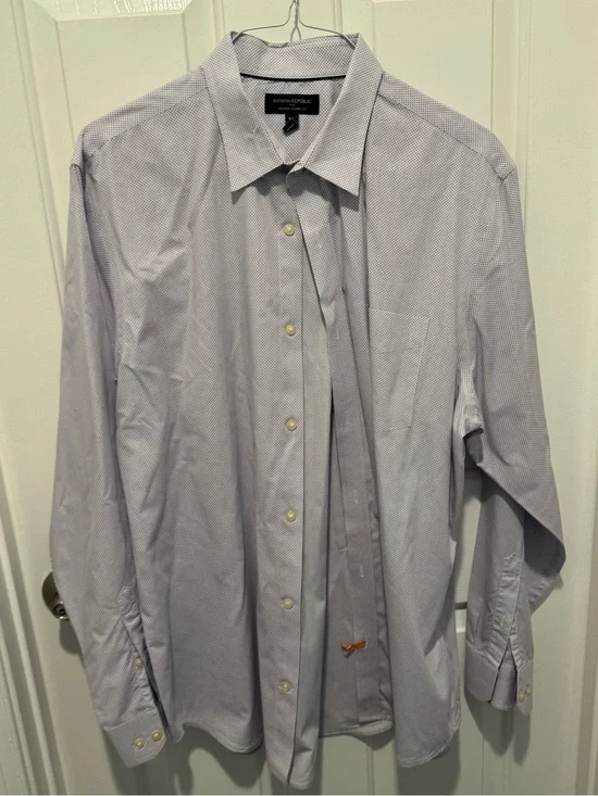 Mens Banana Republic Light Lavender Micro-Pattern Dress Shirt Size XL