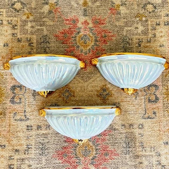 🏡Sadler England Ceramic Wall Decor in Blue Cream Set of 3