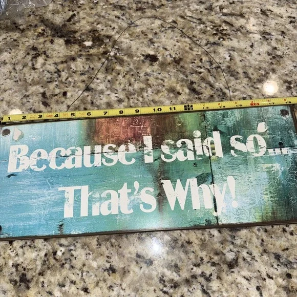 Distressed farmhouse blue‎ Metal wall plaque sign. Because I Said So. 5548