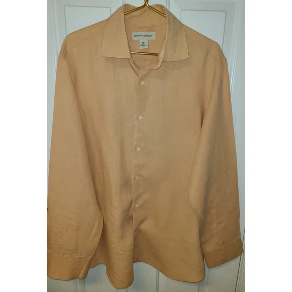 Banana Republic Men's 100% Linen Shirt‎ Size XL Peach Country Club Money