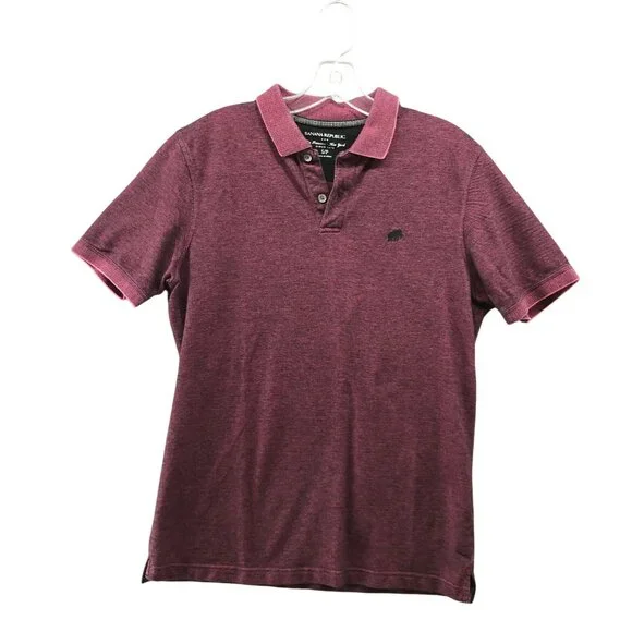 Banana Republic Polo Shirt Mens‎ S Pink Short Sleeve Textured Cotton
