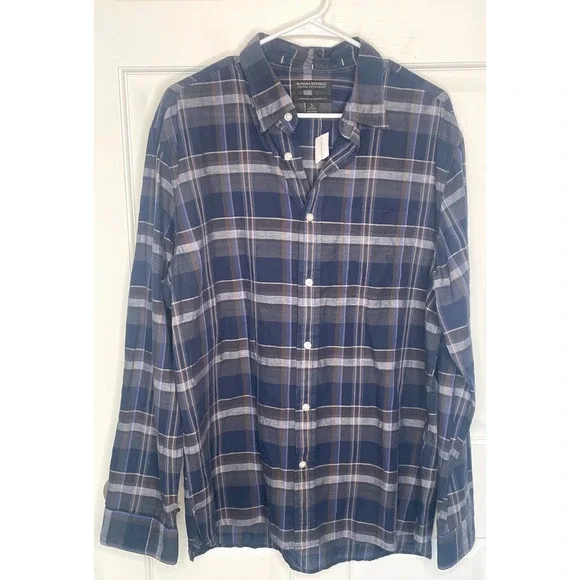 NWT Banana Republic Men's Button Shirt Sz L Organic Cotton Untucked Standard Fit