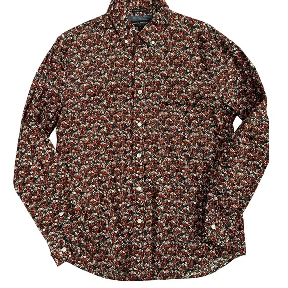 Banana Republic Mens Floral Print Untucked Fit Button Down 100% Cotton Shirt Lrg