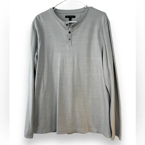 BANANA REPUBLIC Men’s Long Sleeve Jersey L Long Sleeve Gray Henley Shirt Tshirt