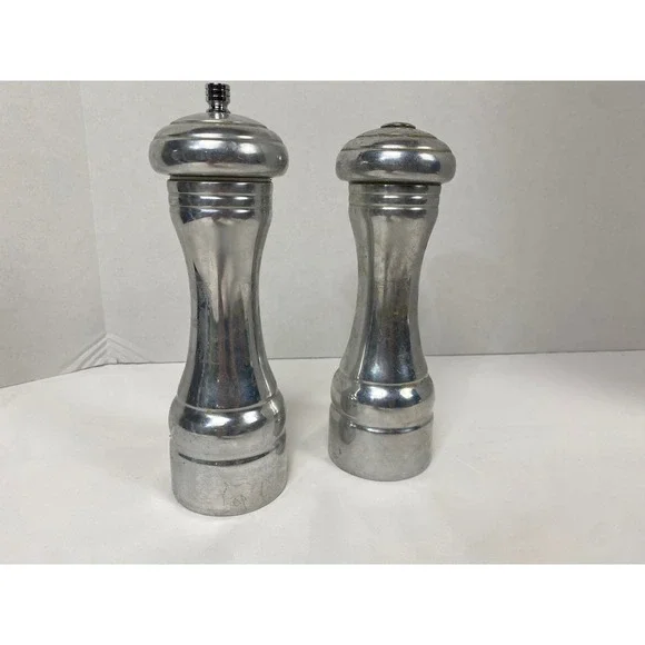 Olde Thompson Salt and Pepper Shaker Set Silver Chrome Made in USA 8 Inch