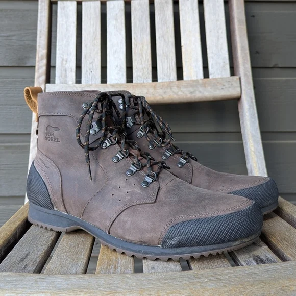 Sorel Men's Ankeny Mid Hiker Boot Brown Leather Size 14