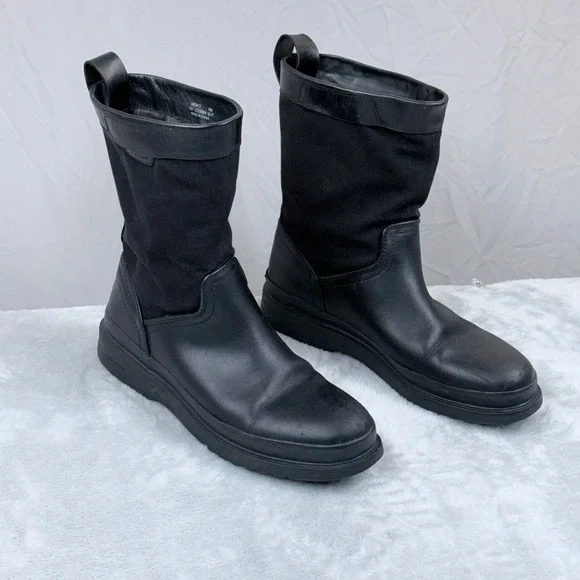 Cole Haan Millbridge Waterproof Boots Men 9 Black Leather Pull On Lined Grand OS