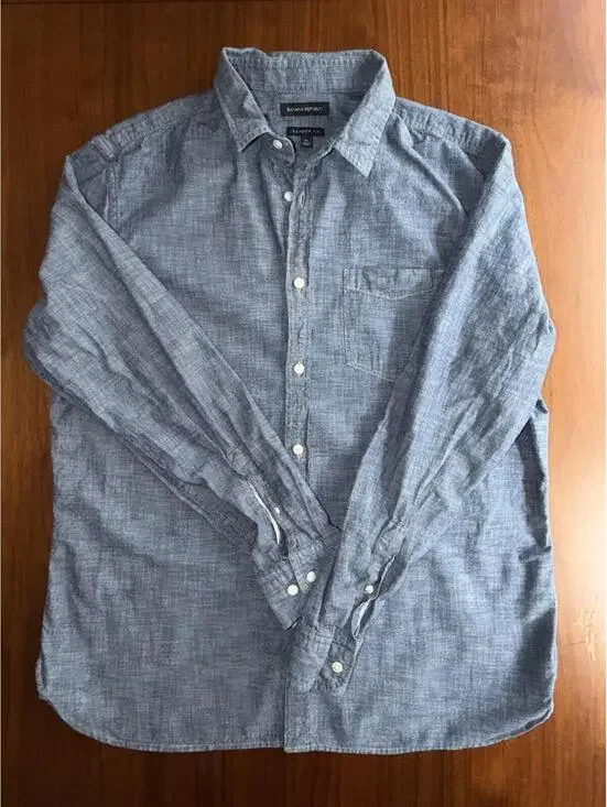 Banana Republic Men's Camden Fit Chambray Long Sleeve Shirt - Size XL