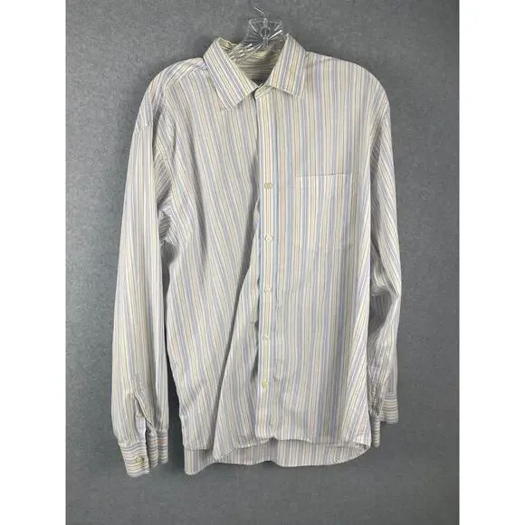 Banana Republic Shirt Men's Size XL Yellow Blue Striped Cotton‎