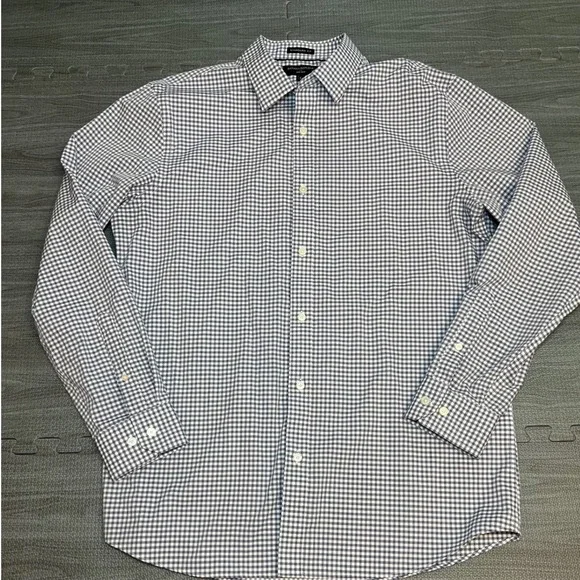 Banana Republic Non Iron Gingham‎ Standard Fit Button Down Shirt Men Size L