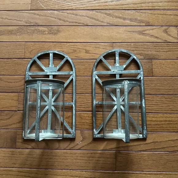 Rustic Gray Wall Sconce Set