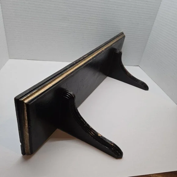 Vintage Solid Wood‎ Wall Mount Shelf w/Plate Rail Display Curio Knick Knack