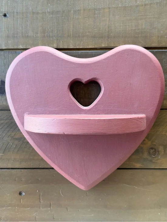 Rustic Heart Wall Shelf Farmhouse Decor Wood Cottage Shabby Chic Cottagecore