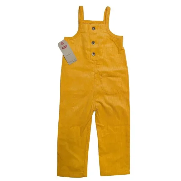 ☀️ NWT Levi's Corduroy Overalls Marigold Yellow Kids Toddler 3T