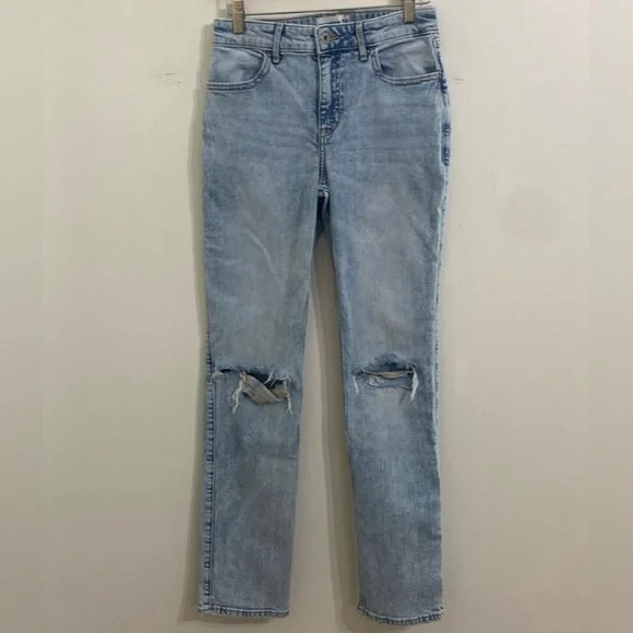 Abercrombie & Fitch Girls High Rise Jeans 15/16 Long Straight Leg Distressed Kid
